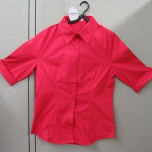 HOTOUCH Womens 3/4 Sleeve Button-Down Dress Shirt Slim Fit